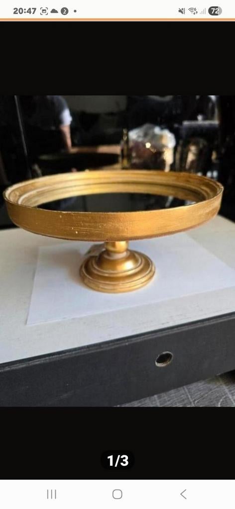 Gouden spiegel dienblad / decoratieve schaal, Ophalen of Verzenden, Nieuw