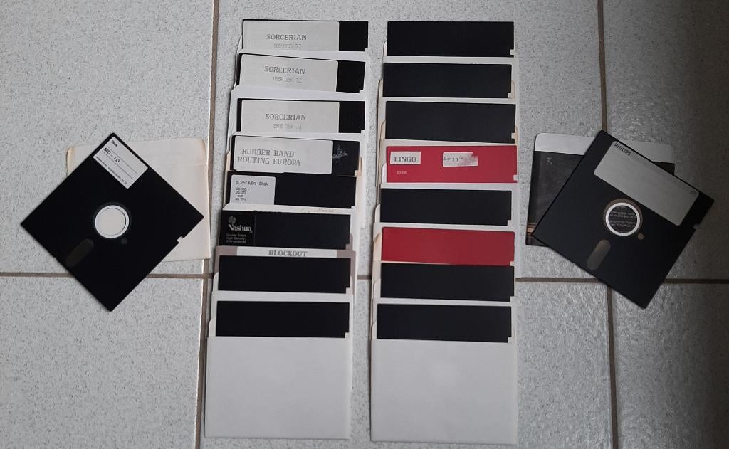 18 gebruikte floppy disks 5,25 inch, Ophalen