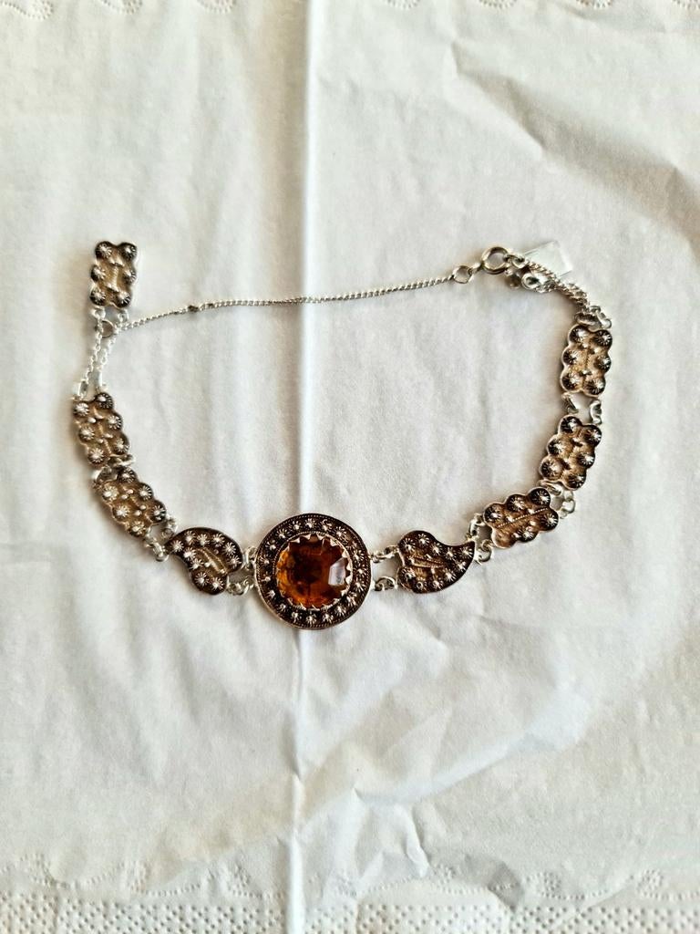 Antieke zilveren armband, Ophalen of Verzenden, Zilver, Armband