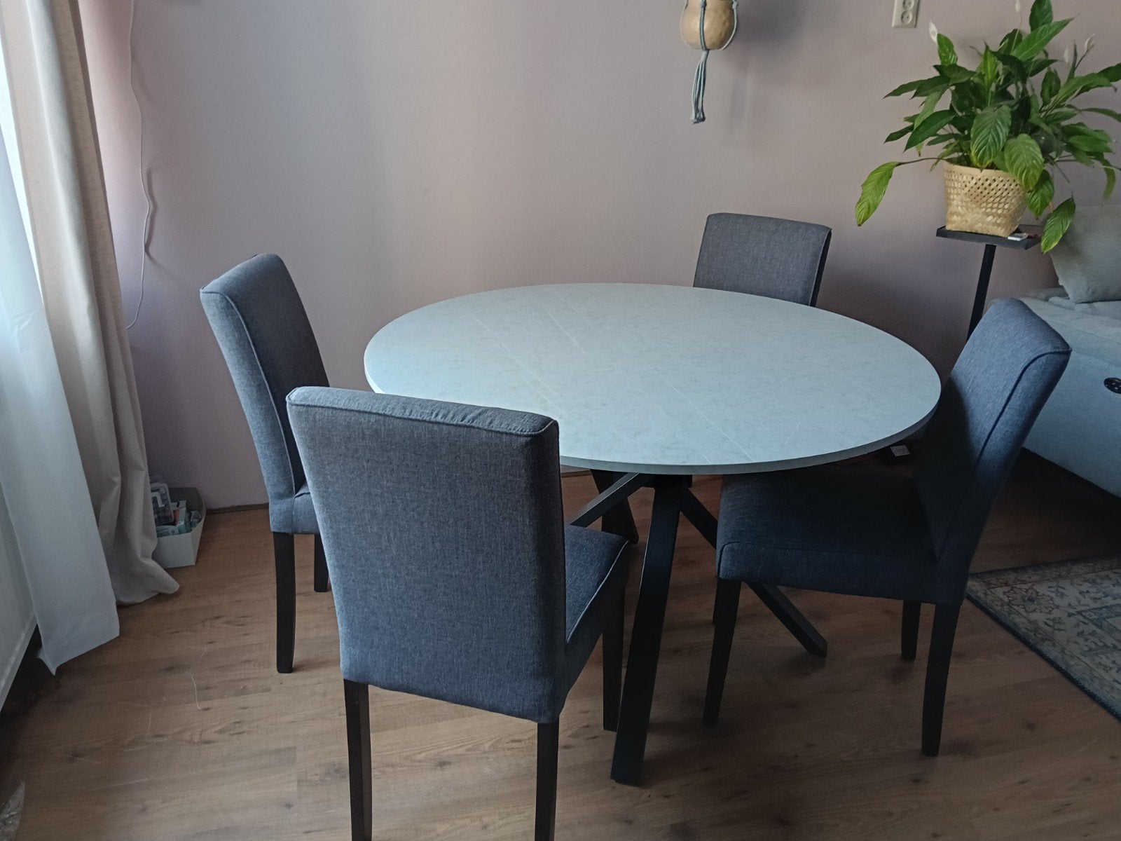 Ronde eettafel met 4 stoelen, Ophalen, Gebruikt, Overige materialen, Rond
