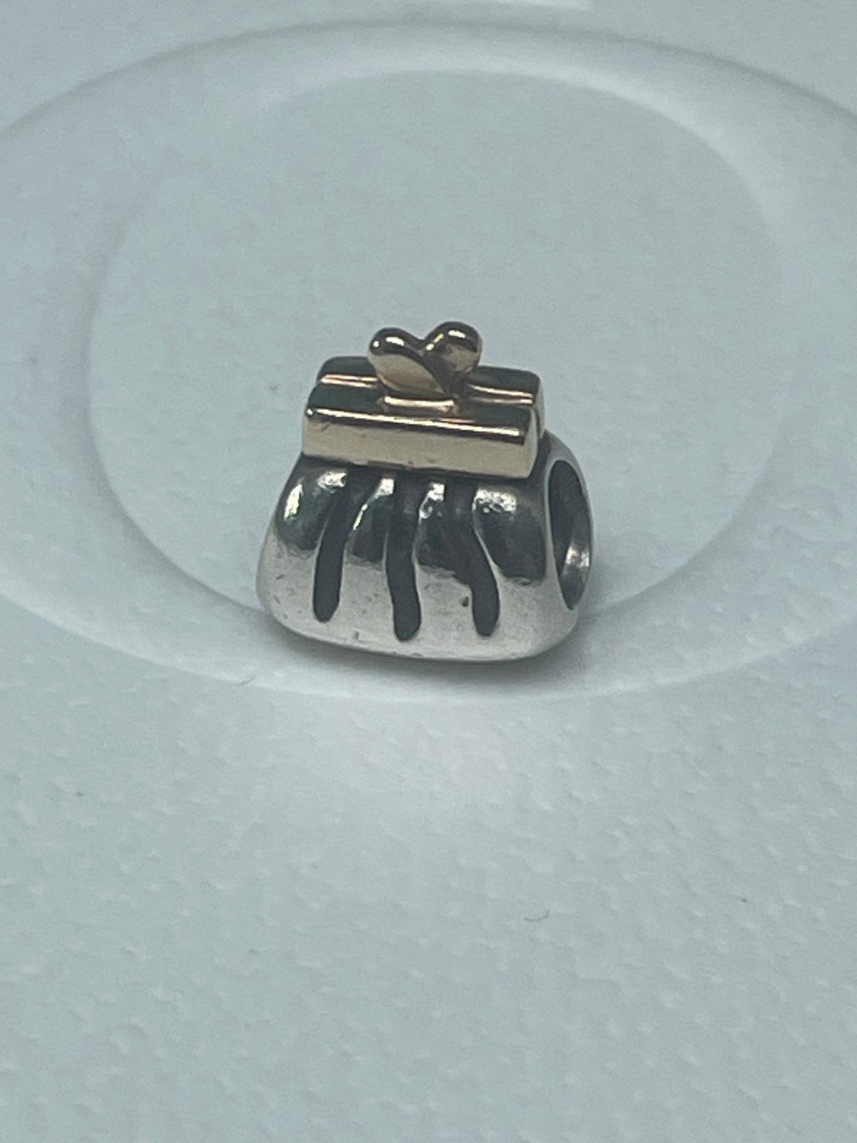 ZELDZAAM Pandora bedel dames tasje/portemonnee met 14k goud, Ophalen, Zo goed als nieuw, Zilver, Pandora
