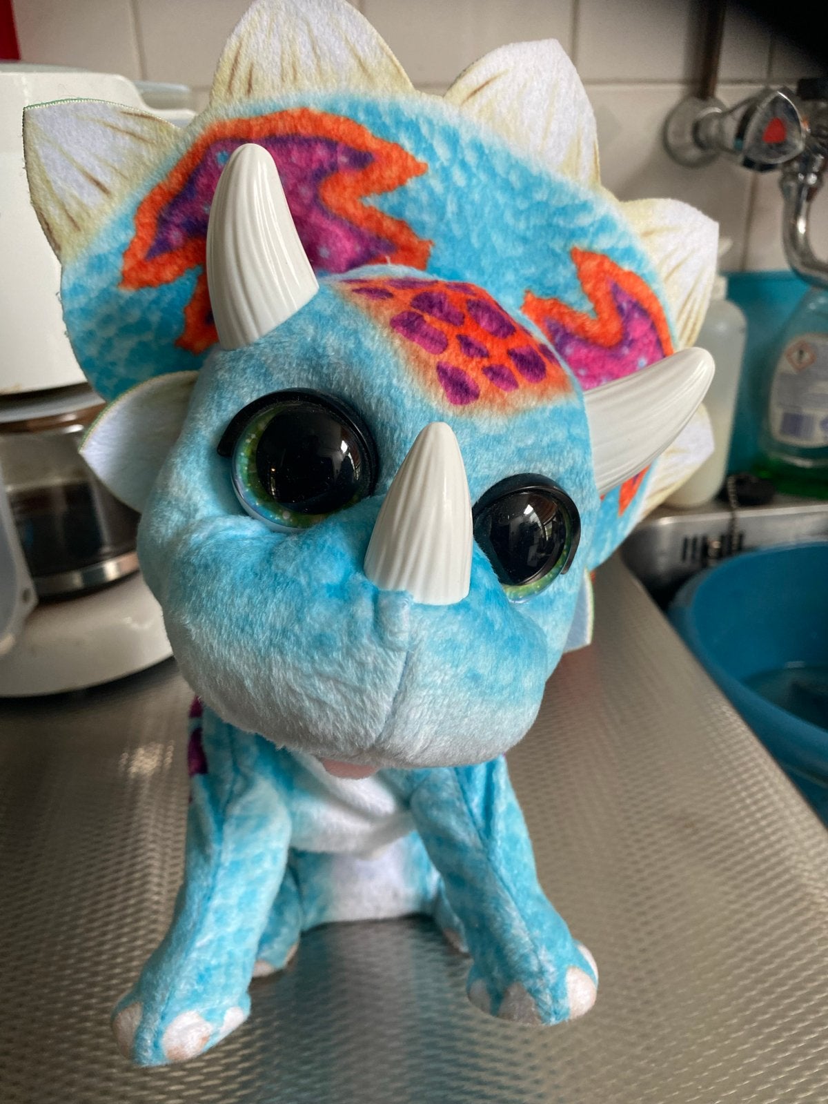 FurReal Friends Dino Triceratops Interactief Knuffel, Overige merken, Geen idee, Blauw, Zo goed als nieuw