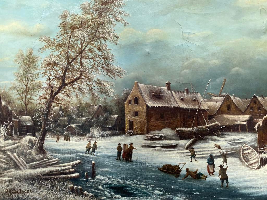 Winterlandschap / ijspret op de Zaan, Antiek en Kunst, Ophalen