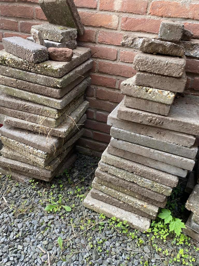 Gebruikte betonnen terrastegels en klinkers, Tuin en Terras, Ophalen, Gebruikt, 5 tot 10 m², Beton