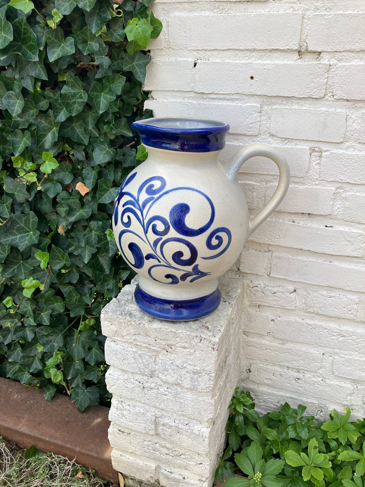 Vintage Westerwald Kruik - Blauw en Grijs Keramiek, Antiek en Kunst, Ophalen of Verzenden