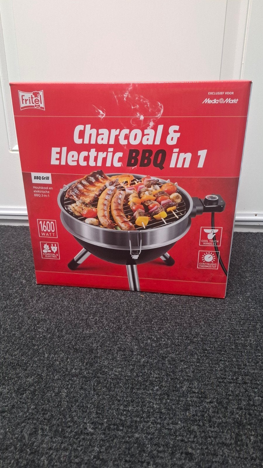 Fritel Houtskool & Elektrische BBQ 2-in-1 - 1600W, Ophalen of Verzenden, Nieuw, Fritel