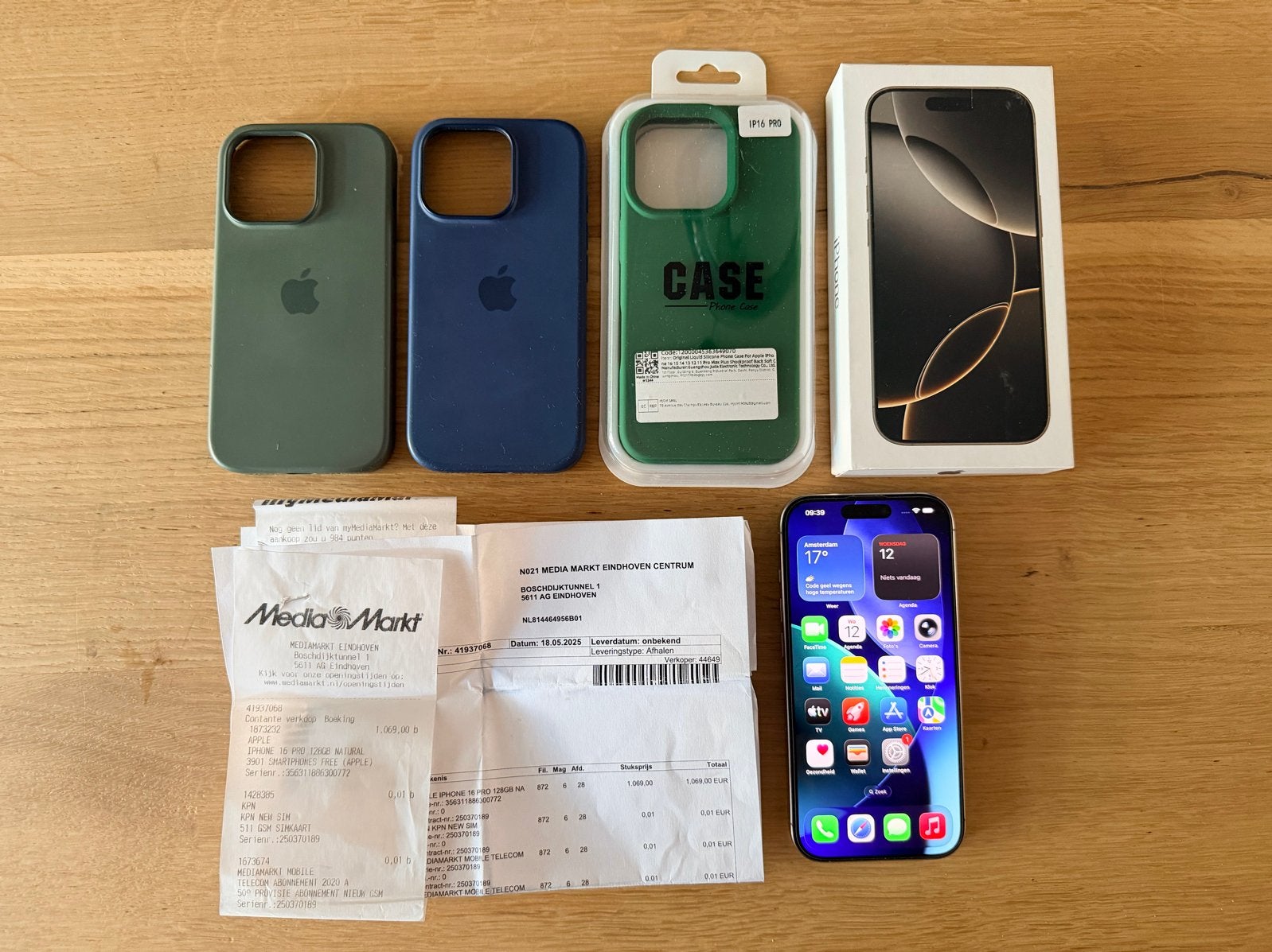 iPhone 16 Pro 128GB - 95% batterij, met bon, doos en hoesjes, IPhone 16 Pro, 128 GB, Ophalen of Verzenden, Zo goed als nieuw