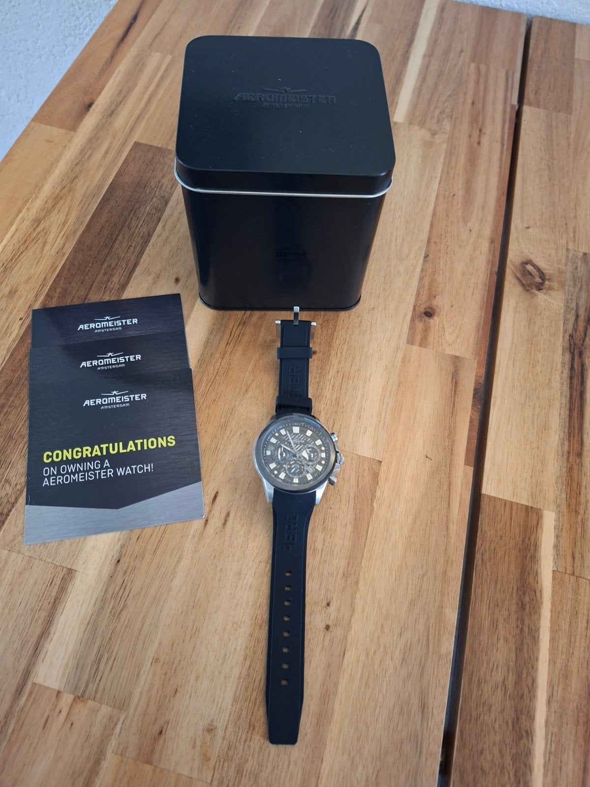 Aeromeister Horloge -nieuw met doos, Sieraden, Tassen en Uiterlijk, Overige merken, Staal, Polshorloge, Kunststof