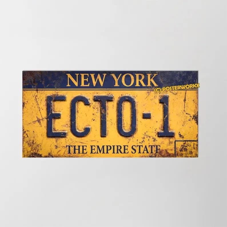 Ghostbusters Ecto-1 License Plate Art Poster, Verzamelen, Verzenden, Nieuw, Poster
