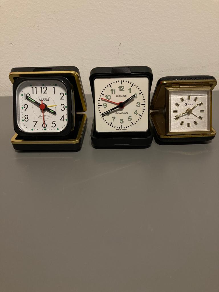 3 vintage reiswekkers, Verzenden