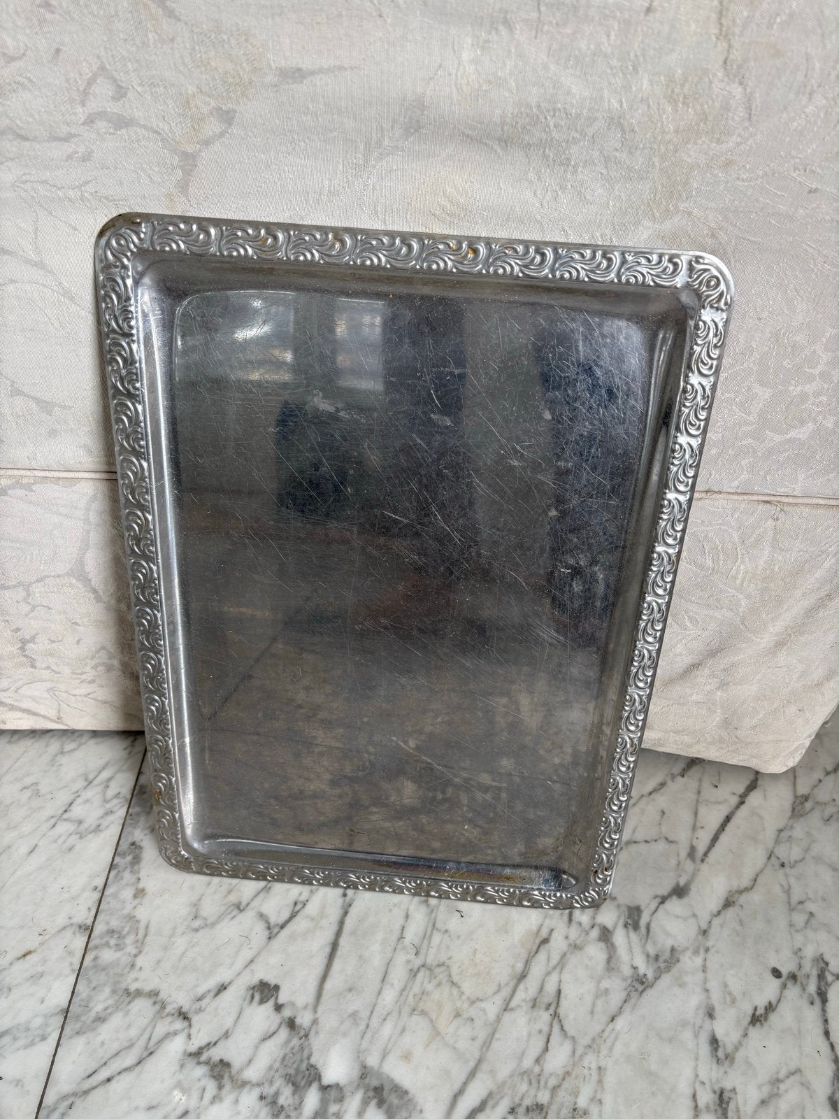 Grote presenteerschaal 36x50 cm voor salades, Ophalen, Gebruikt, Serveerschaal, Decoratieve rand