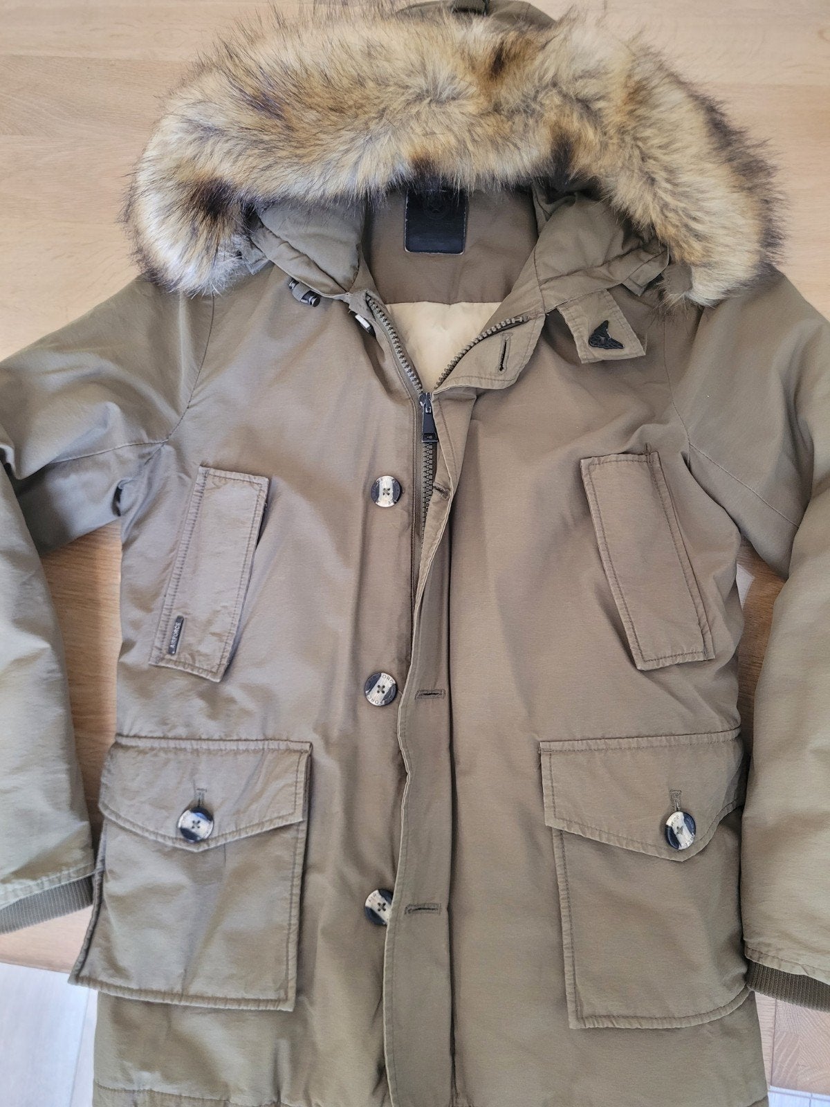 Airforce jas groen heren maat M/L met bontkraag, Maat 48/50 (M), Ophalen of Verzenden, Zo goed als nieuw, Airforce