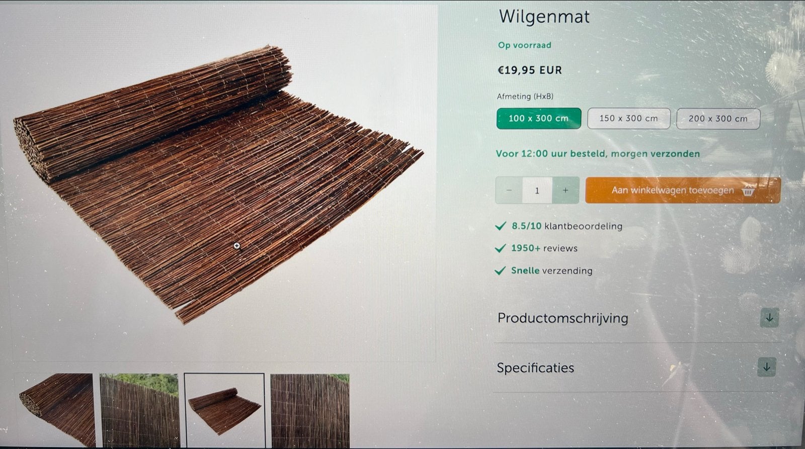 Wilgenmat op rol - Intratuin, Tuin en Terras, Schuttingen, Ophalen, 1 tot 2 meter, Minder dan 3 meter, Nieuw