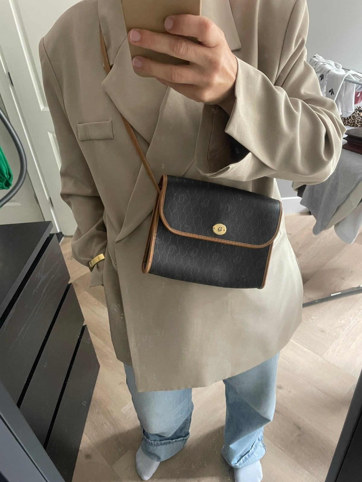 Christian Dior - Vintage Honeycomb Monogram Shoulder Bag, Ophalen of Verzenden, Gebruikt, Bruin