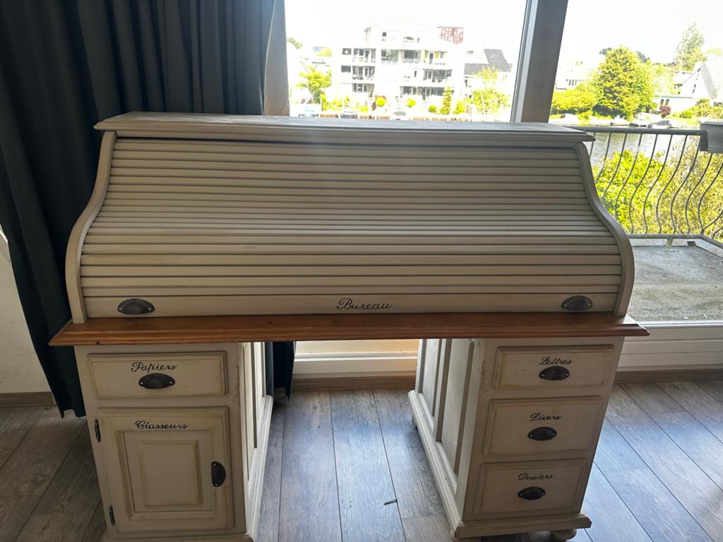 Vintage Secretaire Roldeur Bureau met Opbergruimte, Ophalen, Opbergruimte, Gebruikt, Hout