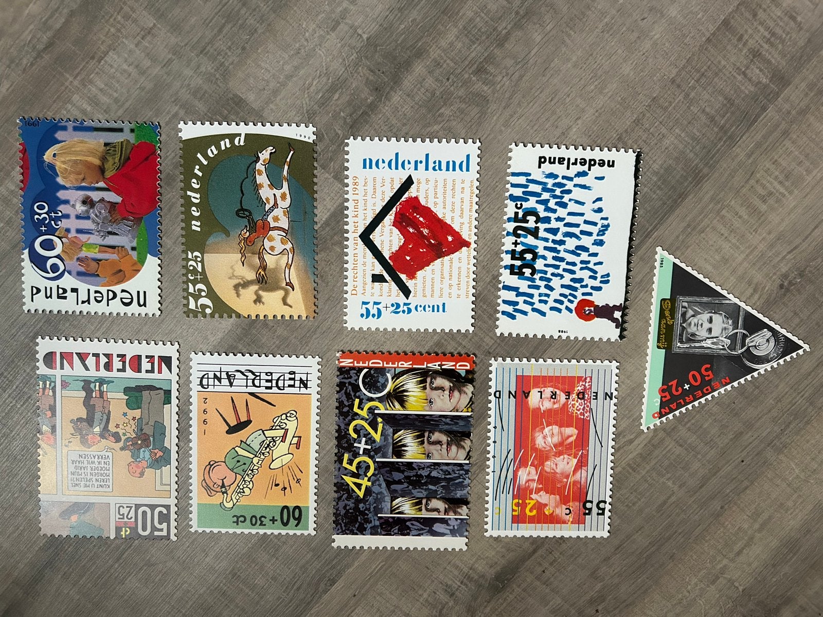 41 Kinder bedank kaarten - Postzegels met kinderpostzegels, Ophalen of Verzenden, Na 1940, Gestempeld