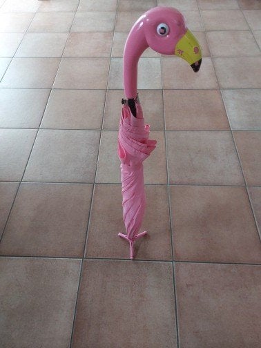 Kinder paraplu flamingo, Ophalen of Verzenden, Zo goed als nieuw, Roze