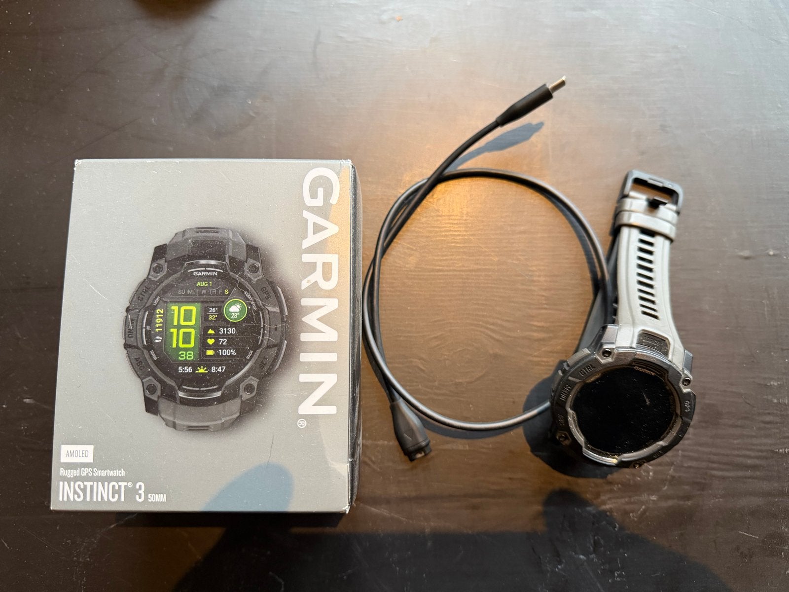 Garmin Instinct 3 50mm Rugged GPS Smartwatch, Ophalen, Afstand, Zwart, Zo goed als nieuw