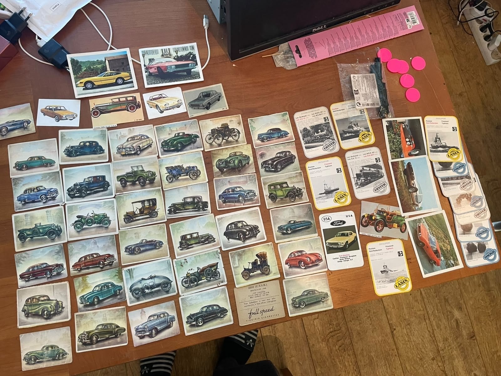 Verzameling vintage autokaartjes en reclamekaarten, Ophalen of Verzenden, Gebruikt