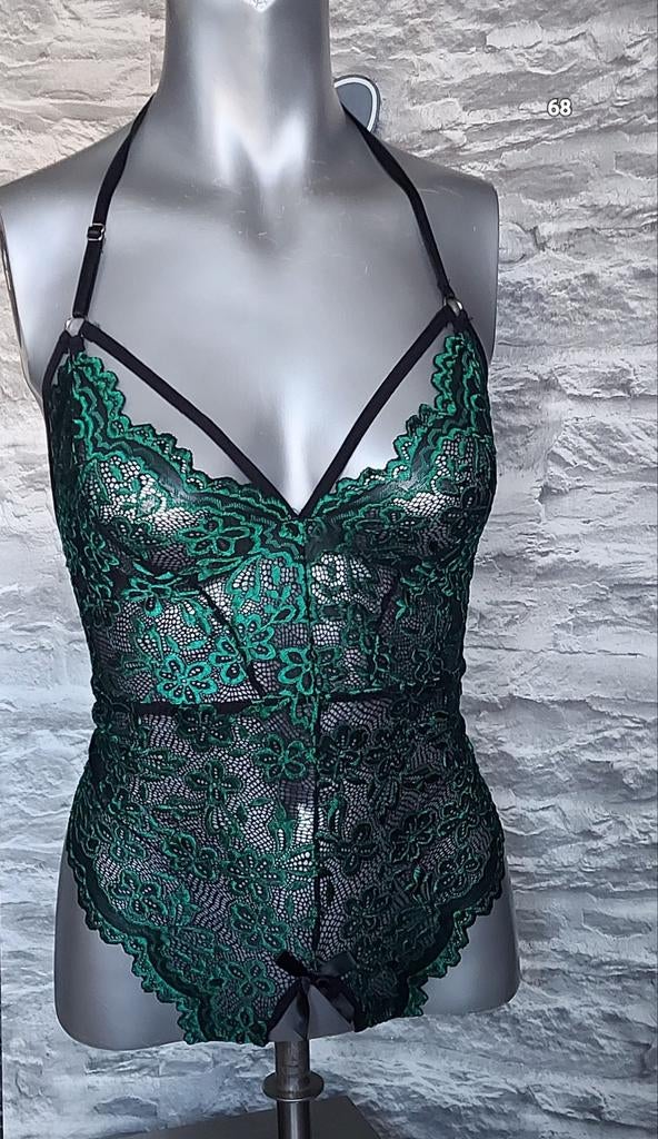 Sexy body met open kruis L, Kleding | Dames, Ondergoed en Lingerie, Ophalen of Verzenden, Groen, Body of Korset