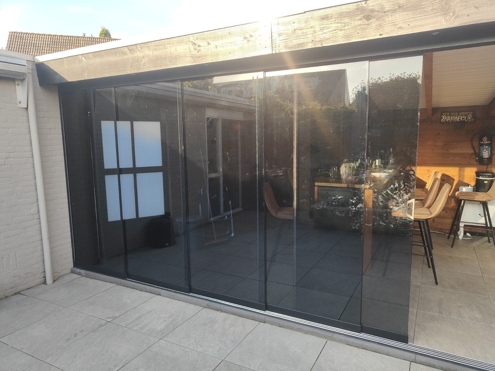 Glazen schuifwand voor overkapping - nieuw 2 sets, Gevelraam of Ruit, 80 tot 120 cm, Nieuw, Veiligheidsglas