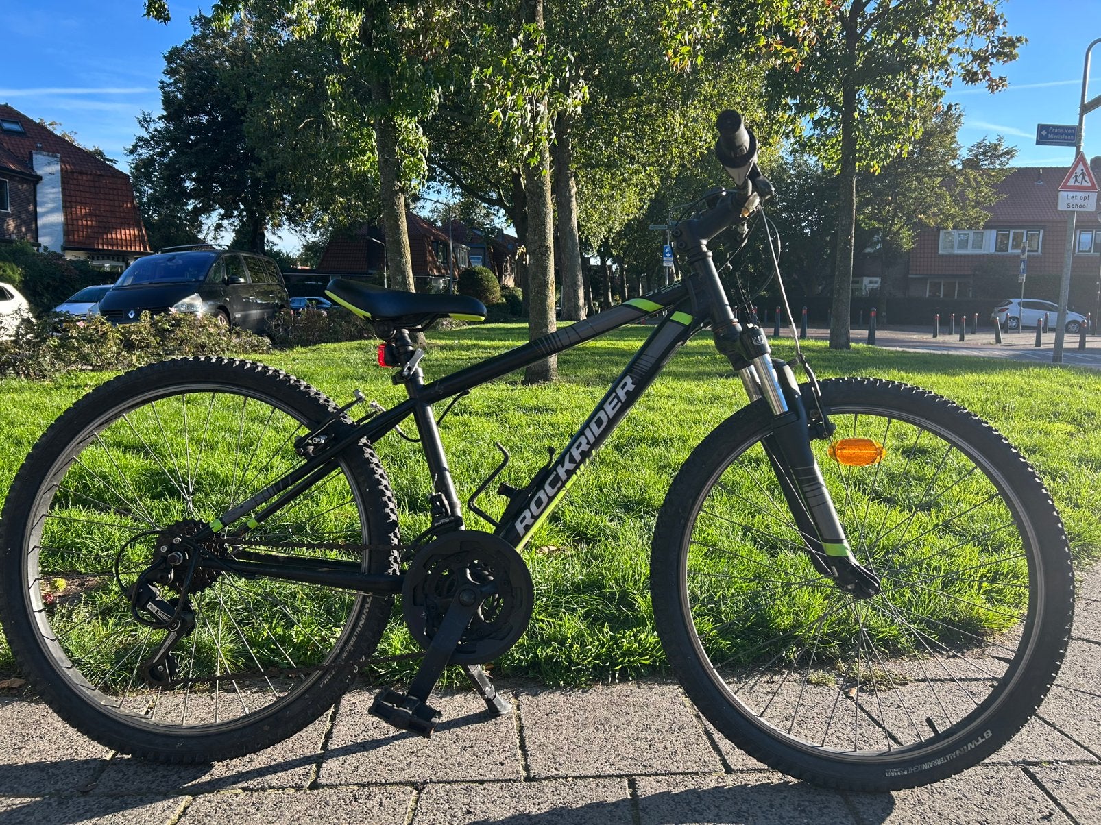 Zwarte Rockrider mountainbike 24 inch