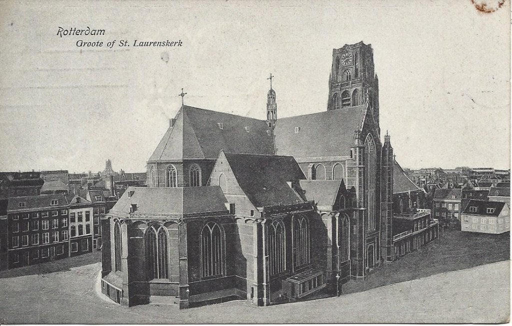 Rotterdam, Groote of St. Laurenskerk, gelopen 1911, Ophalen of Verzenden, Voor 1920, Gelopen, Zuid-Holland