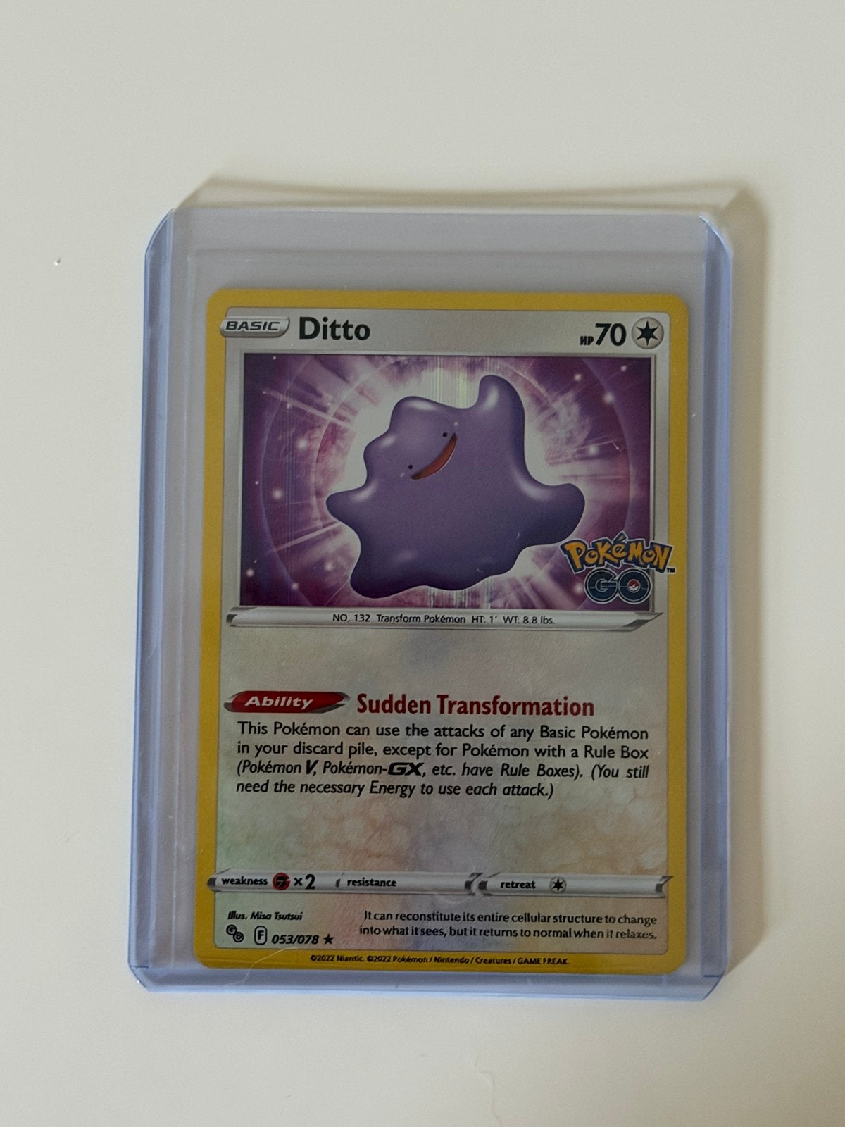 Pokémon GO Ditto 053/078 kaart, Ophalen of Verzenden, Zo goed als nieuw, Losse kaart, Foil
