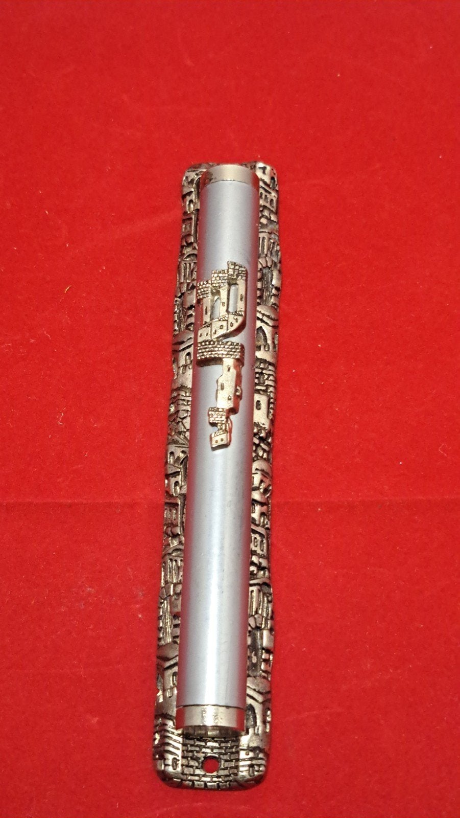 Vintage Joodse Mezuzah met Jeruzalem-ontwerp, Ophalen of Verzenden