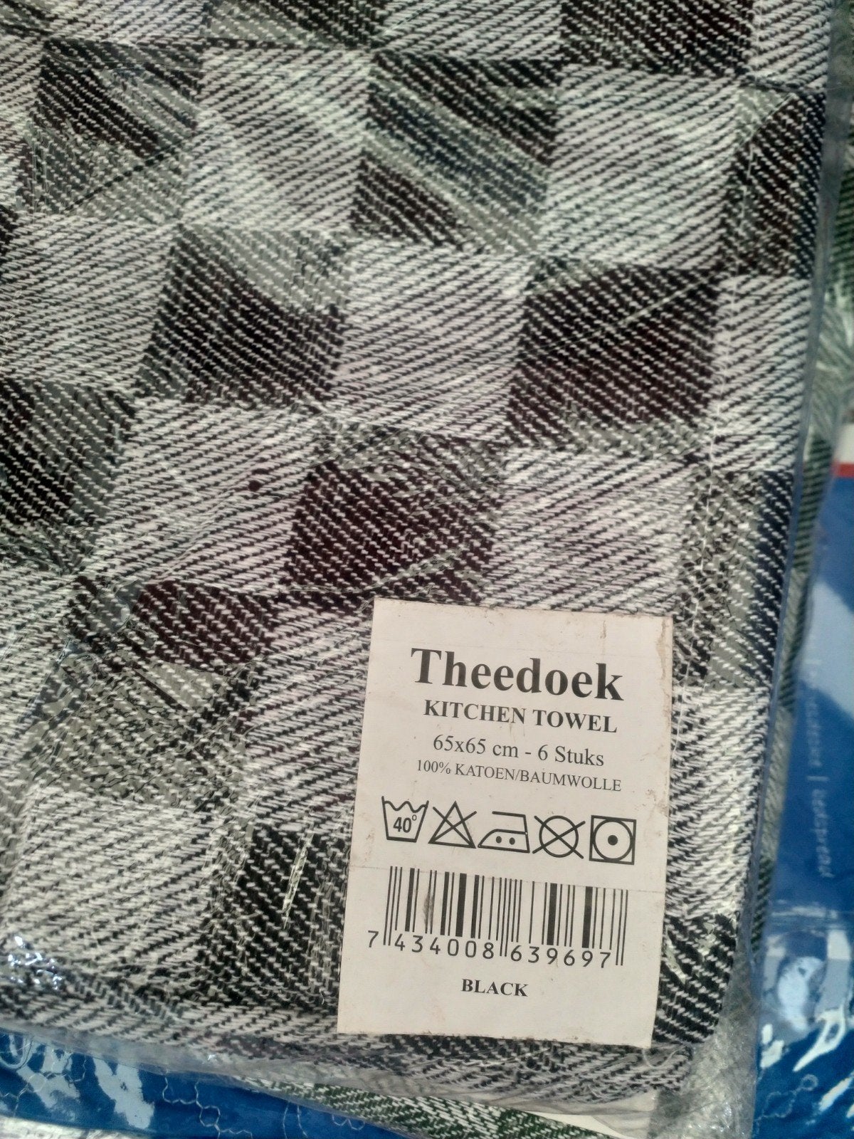Nieuw pak 6 katoenen horeca blokdoeken zwart, Ophalen of Verzenden, Nieuw, Zwart, Theedoek of Handdoek