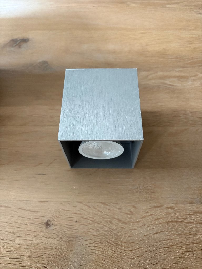 Opbouw spots GU10 plafond 8 stuks rvs vierkant, Huis en Inrichting, Lampen | Spots, Gebruikt, Plafondspot of Wandspot, Overige materialen