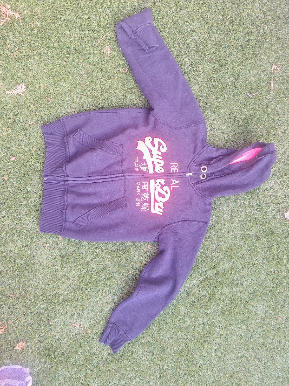 Superdry Zwarte Hoodie met Roze Voering, Maat 38/40 (M), Superdry, Zwart, Ophalen of Verzenden
