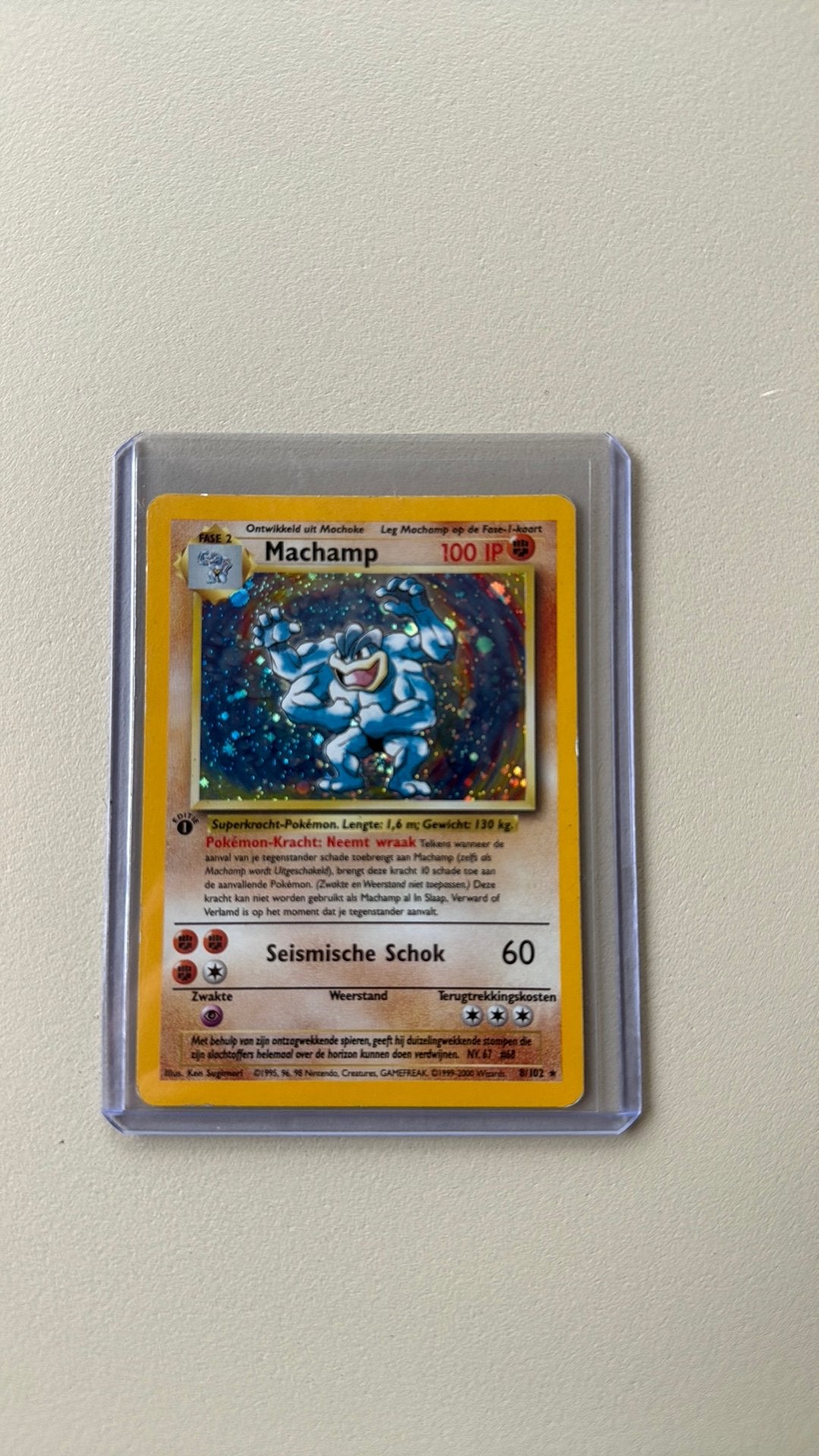 Machamp 1st Edition Nederlands 8/102 Pokémon kaart, Hobby en Vrije tijd, Verzamelkaartspellen | Pokémon, Ophalen of Verzenden