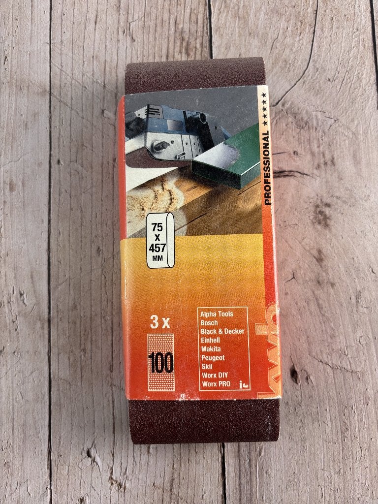 kwb 9119-10 schuurband 75x457mm korrel 100 - 3 stuks, Ophalen of Verzenden, Nieuw, 1200 watt of meer, Bandschuurmachine