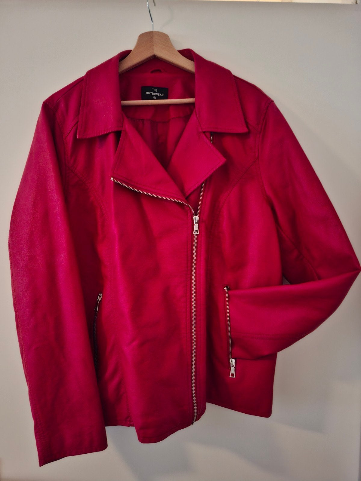 stoere bikerjack voor dames, Ophalen of Verzenden, Zo goed als nieuw, Maat 46/48 (XL) of groter, Rood