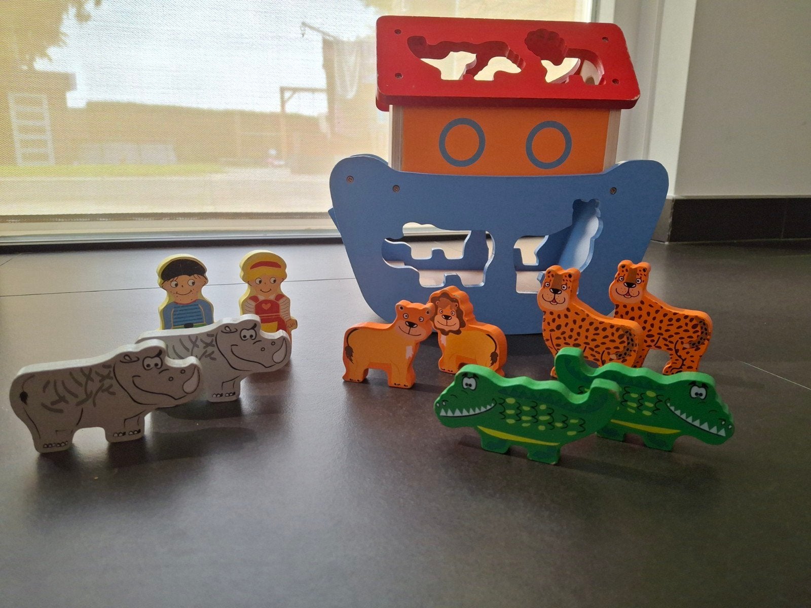 Houten Ark van Noach met Dieren en Figuren, Ophalen of Verzenden, Gebruikt, Overige typen
