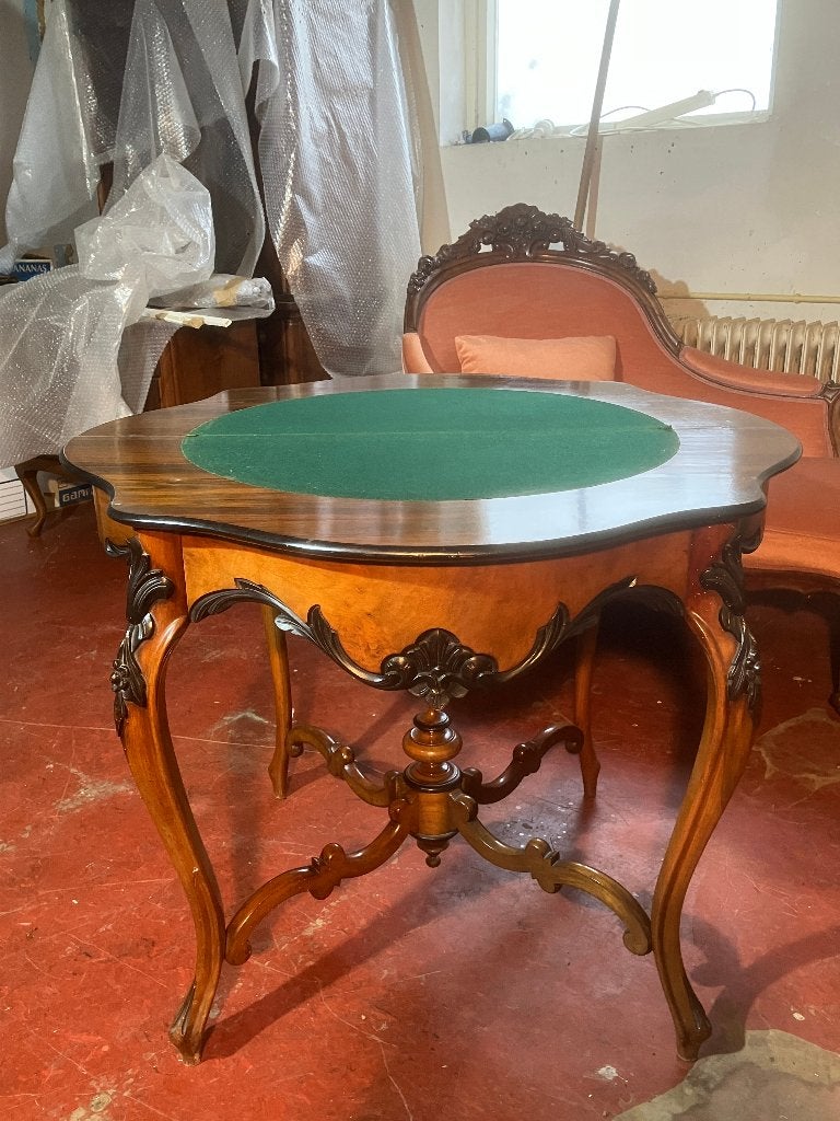 Antieke inklapbare kaarttafel, Ophalen
