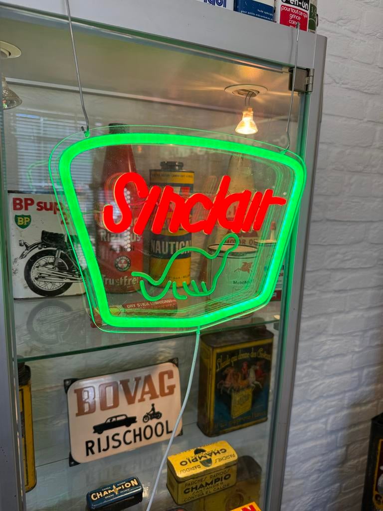 Sinclair Neon Lichtbak - Vintage Reclame Dino Logo, Gebruikt, ., Lichtbak of (neon) lamp, Ophalen of Verzenden