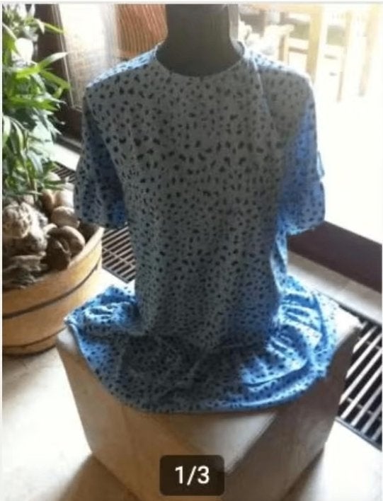 Dames bloes nylon blauw/zwart Boohoo mt 40, Maat 38/40 (M), Blauw, Boohoo, Ophalen of Verzenden