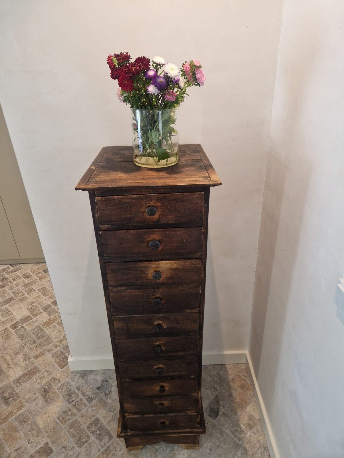 Vintage Antiek Houten Wandkastje met Lades, Antiek en Kunst, Ophalen