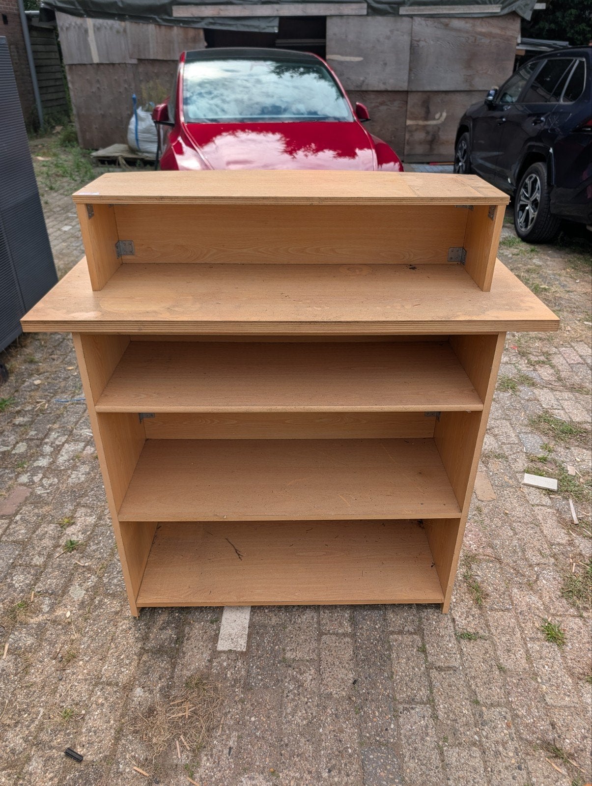 Houten balie / toonbank met opbergruimte, Huis en Inrichting, Ophalen, Gebruikt