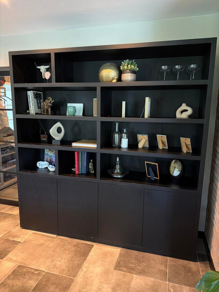 Goossens Barcelona 4 vake zwarte boekenkast, Huis en Inrichting, Kasten | Buffetkasten, 200 cm of meer, Ophalen of Verzenden, 200 cm of meer