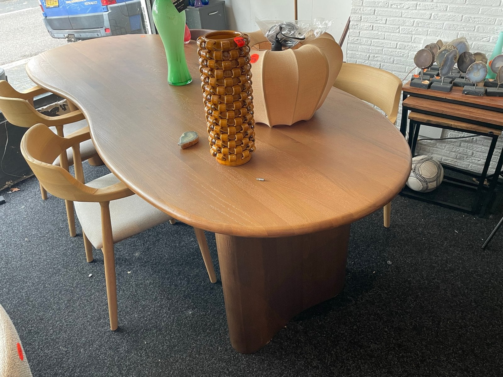 Organische massief eiken eettafel Josh 250x110 cm, Ophalen, 100 tot 150 cm, Eikenhout, Vijf personen of meer