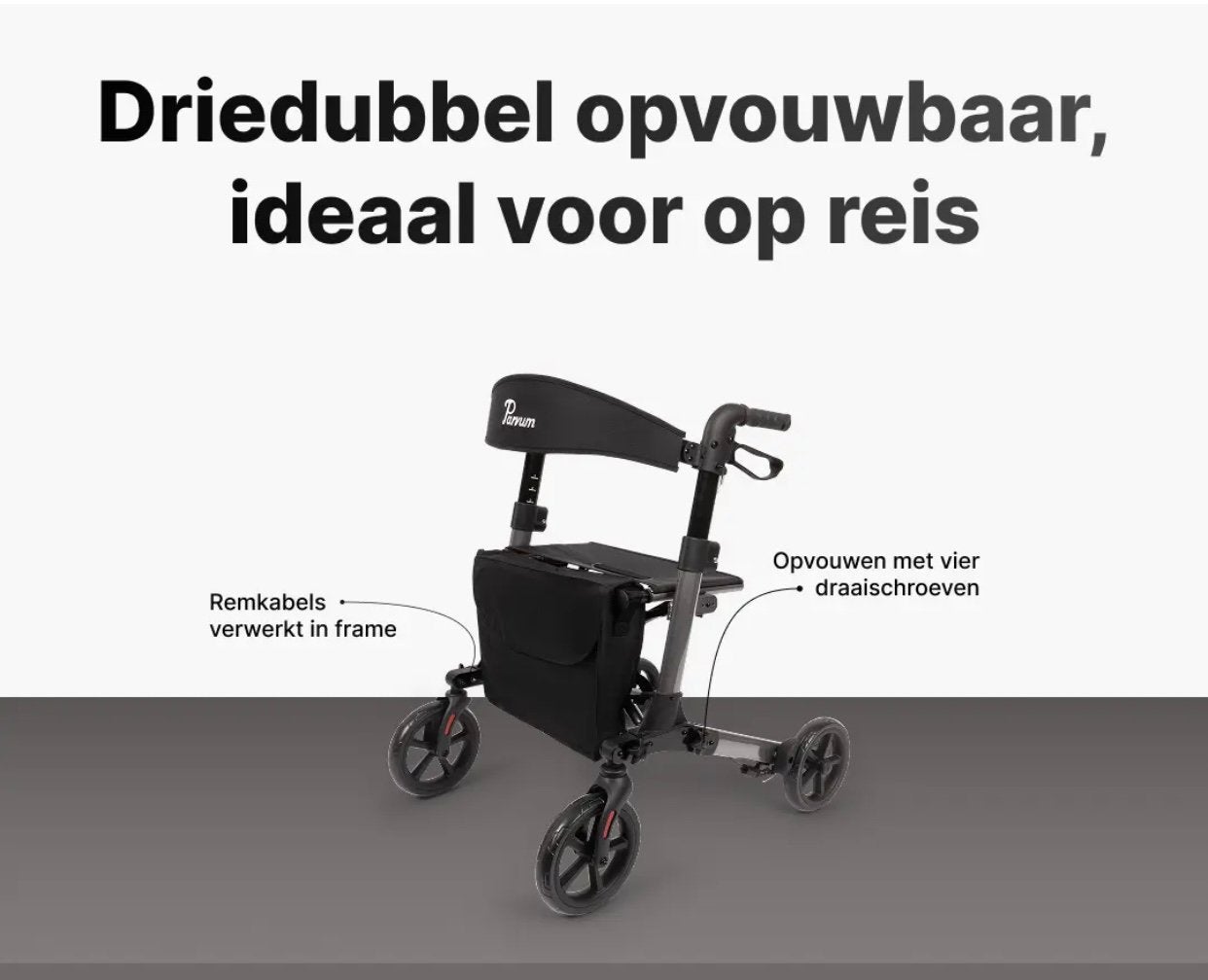 Driedubbel opvouwbare rollator, Diversen, Rollators, Ophalen of Verzenden, Opvouwbaar, Nieuw