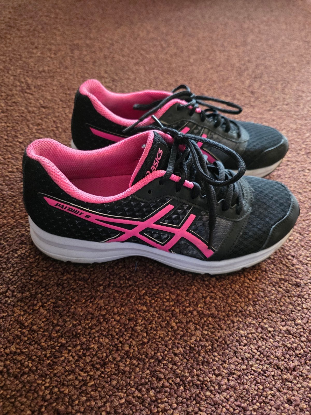 ASICS Patriot 8 hardloopschoenen - Zwart/Roze - Maat 39, Ophalen of Verzenden, Zo goed als nieuw, ASICS, Sportschoenen