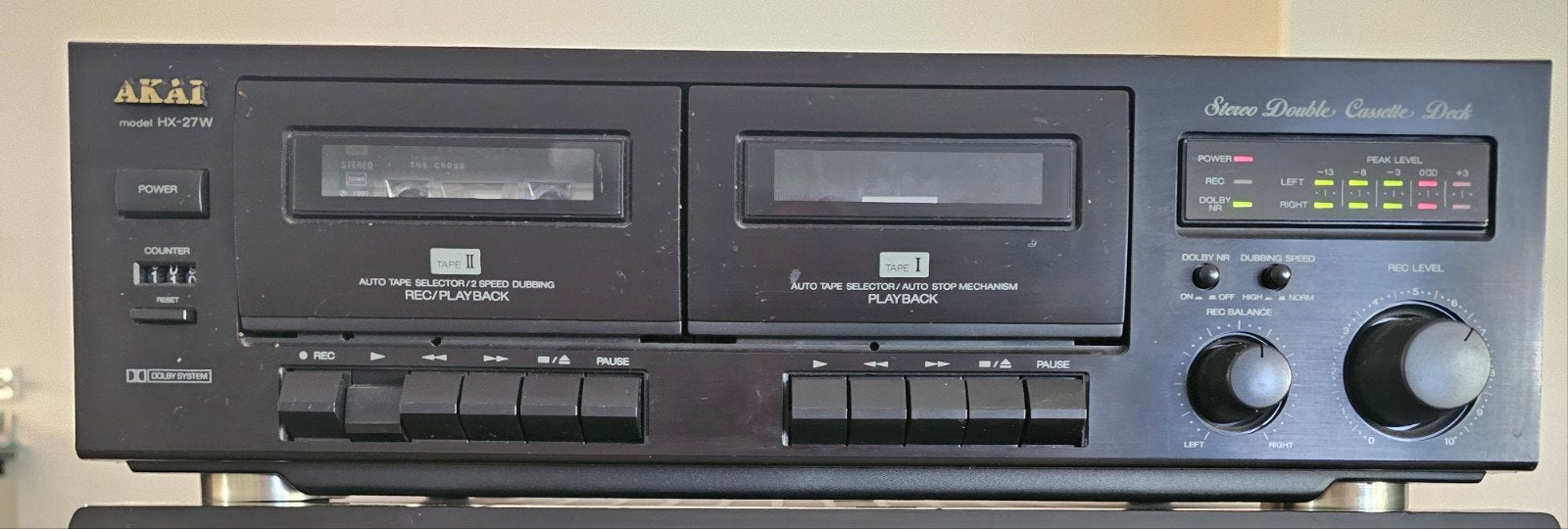 Akai HX-27W Stereo Dubbel Cassettedeck, Ophalen, Dubbel, Akai, Tape counter