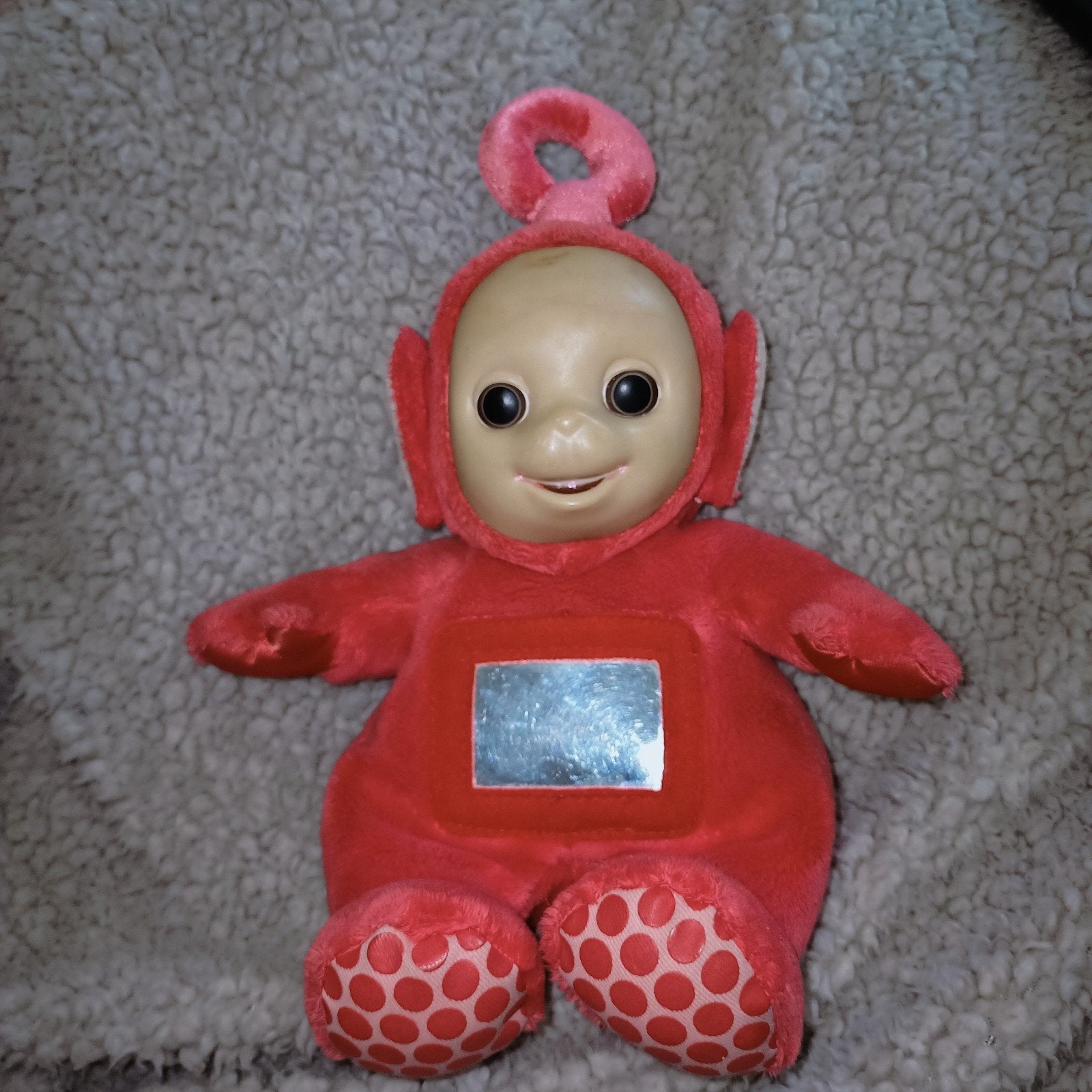 Vintage teletubbie Po. Rammelaar en spiegel. 1996, Overige merken, Met label, Overige typen, Ophalen of Verzenden