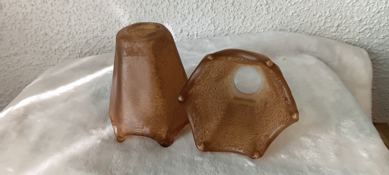 Vintage Amber Glazen Lampenkapjes Tulp - Set van 2, Ophalen of Verzenden