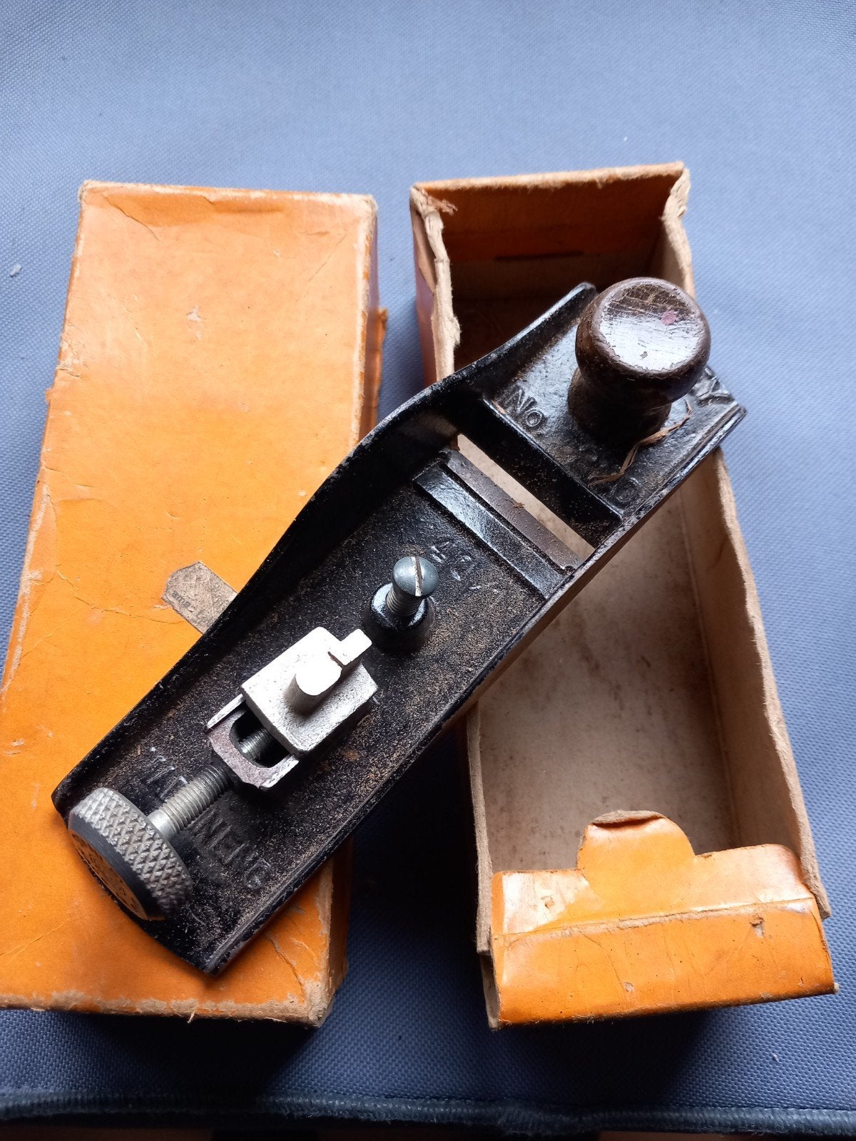 Vintage schaaf in originele doos, Ophalen of Verzenden, Gebruikt