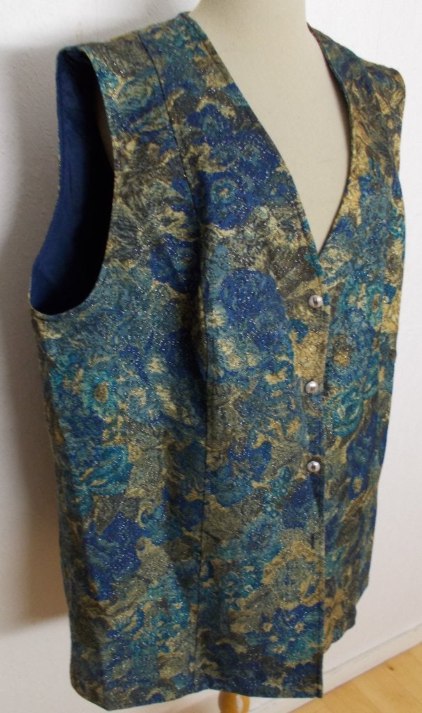 Super apart lang print gilet met subtiel glitter effect! 50, Verzenden, Zo goed als nieuw, Maat 46/48 (XL) of groter, Meerkleurig
